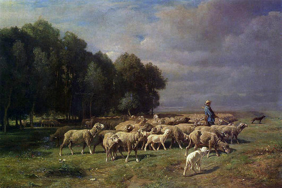  Charles Emile Jacque The Large Flock - Art Print