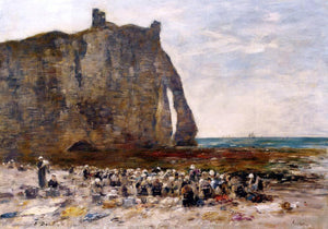 Eugene-Louis Boudin The Laundresses of Etretat - Art Print