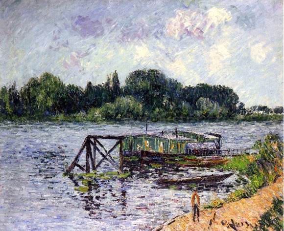  Gustave Loiseau The Laundry Boat on the Seine at Herblay - Art Print