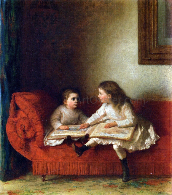  Eastman Johnson The Lesson (also known as The Lesson with Page N.O.P. of the Alphabet Book) - Art Print