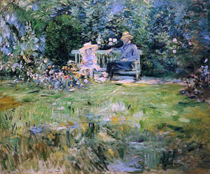  Berthe Morisot A Lesson in the Garden - Art Print