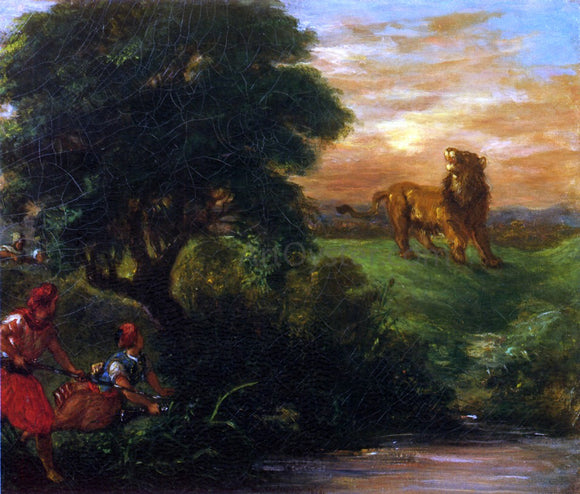  Eugene Delacroix The Lion Hunt - Art Print