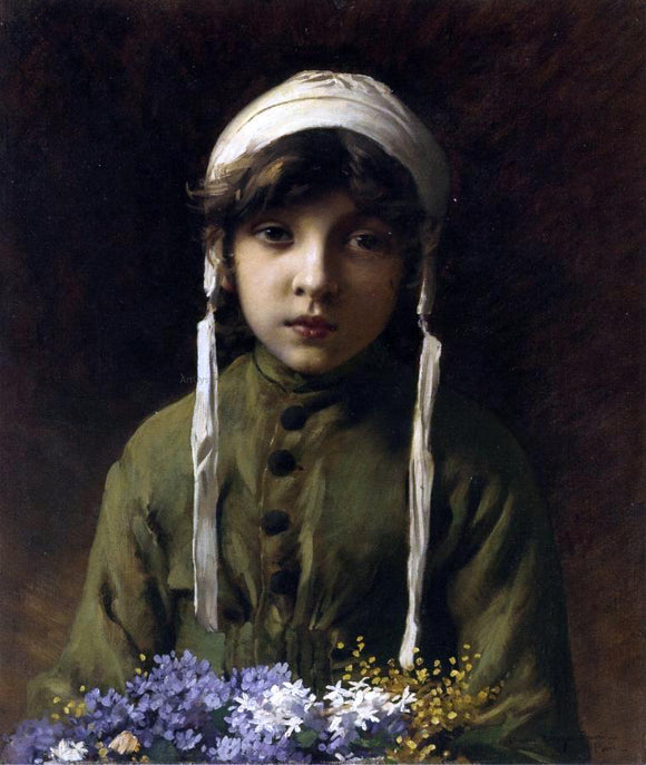  Charles Sprague Pearce The Little Flower Girl - Art Print