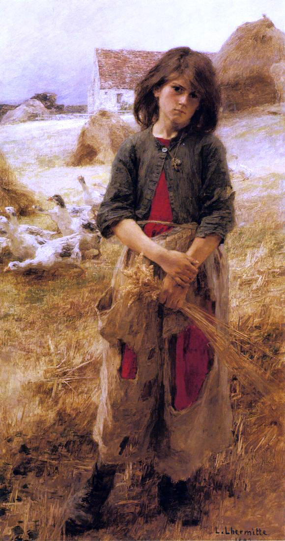  Leon Augustin L'hermitte) The Little Goose Girl of Mezy - Art Print