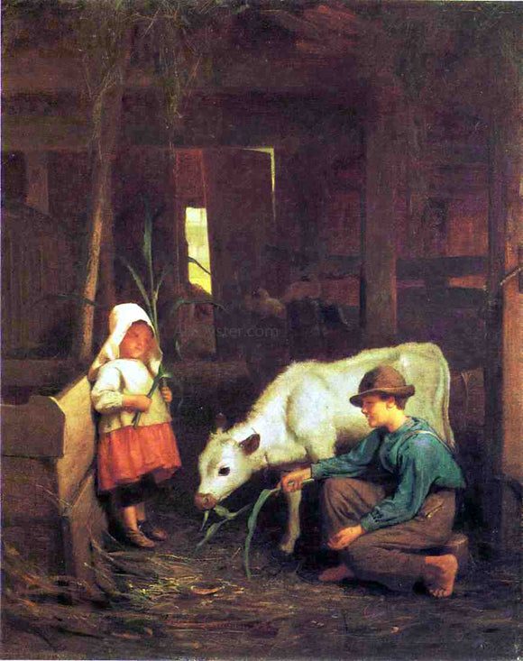  George Cochran Lambdin The Little White Heifer - Art Print