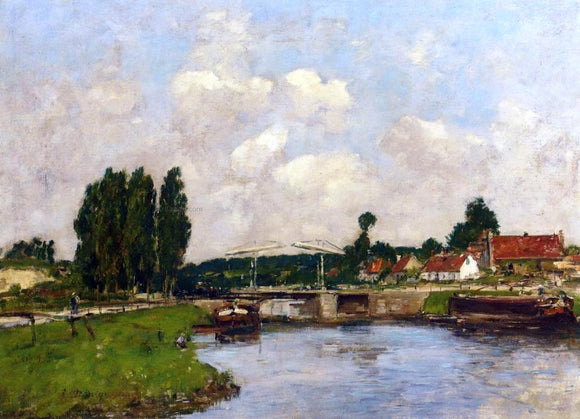  Eugene-Louis Boudin The Lock at Saint-Valery-sur-Somme - Art Print