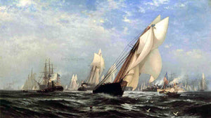  Edward Moran The "Madeleine's" Victory Over the "Countess of Dufferin", Third America's Cup Challenger, August 11, 1876 - Art Print