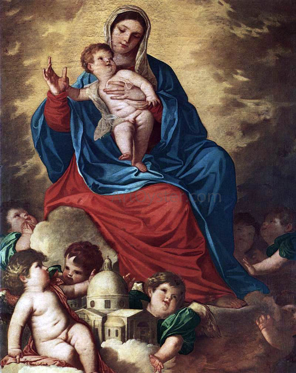 Padovanino The Madonna with Design of a Shrine - Art Print