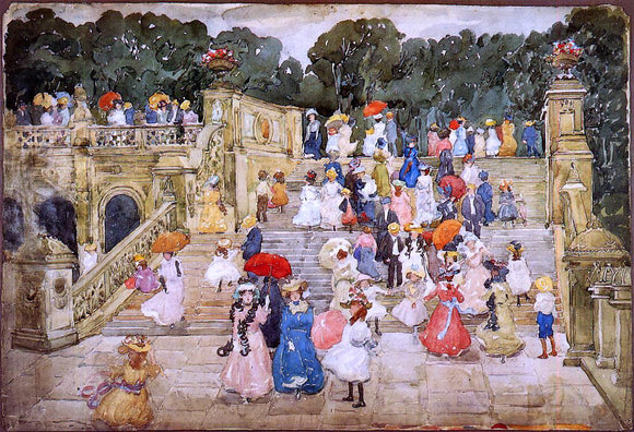  Maurice Prendergast The Mall, Central Park (also known as Steps, Central Park or The Terrace Bridge, Central Park) - Art Print