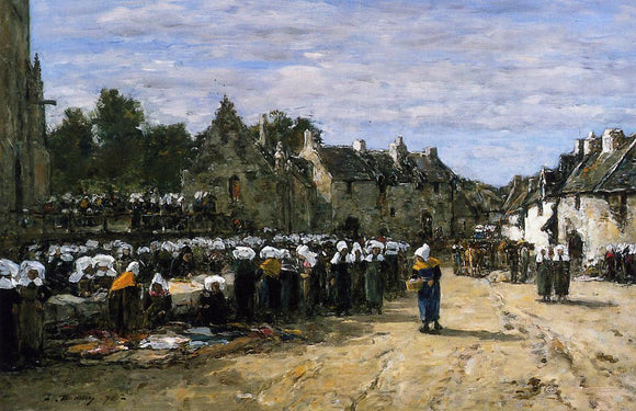  Eugene-Louis Boudin The Market at Landenneau - Art Print