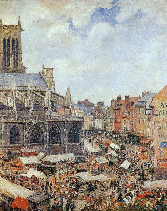  Camille Pissarro The Market by the Church of Saint-Jacques, Dieppe - Art Print