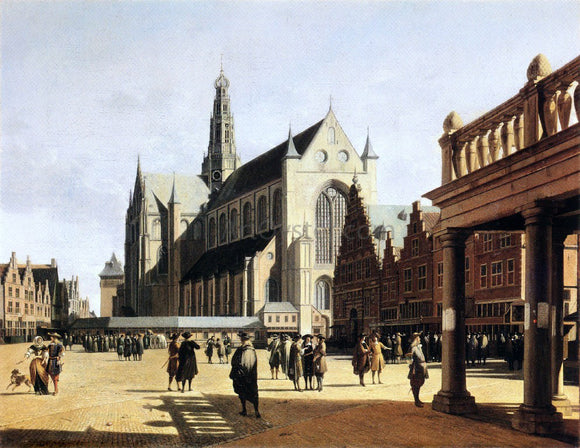  Gerrit Adriaensz Berckheyde The Marketplace and Church at Haarlem - Art Print