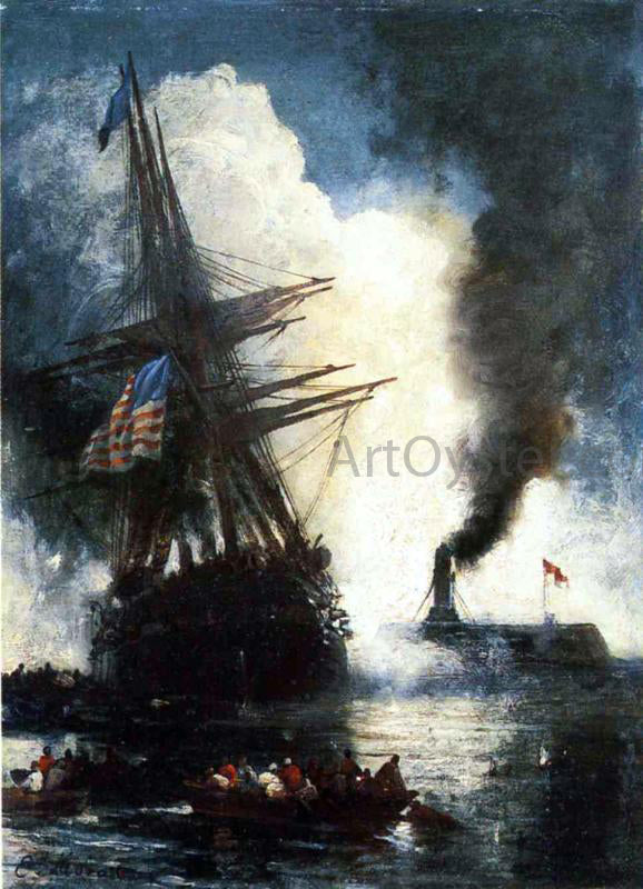 Edward Moran The Merrimac Sinks the Cumberland - Art Print
