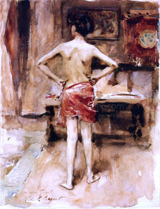  John Singer Sargent The Model: Interior with Standing Figure - Art Print