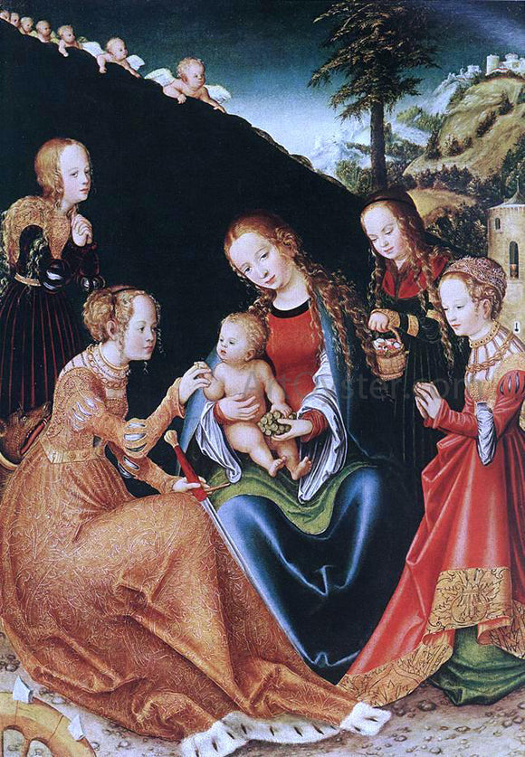  The Elder Lucas Cranach The Mystic Marriage of St Catherine - Art Print
