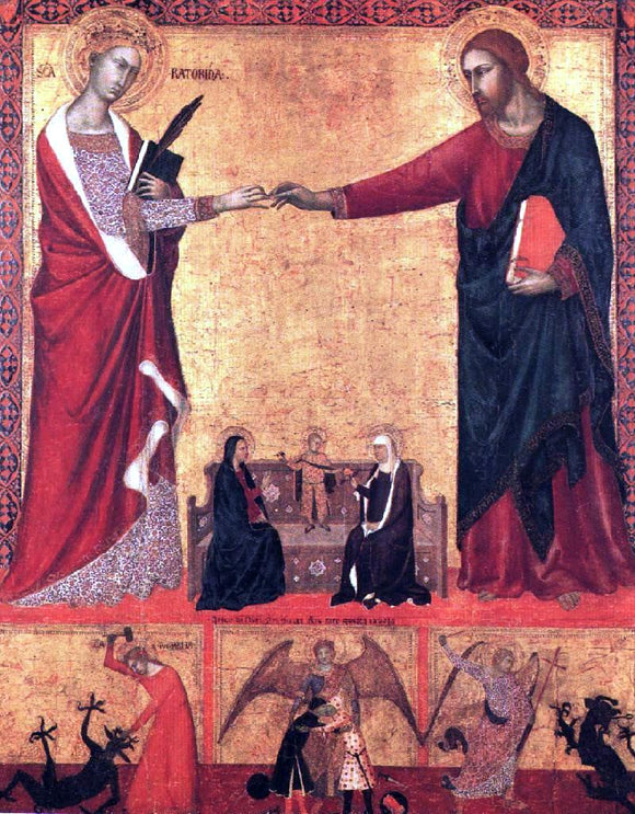  Barna Da siena The Mystical Marriage of Saint Catherine - Art Print
