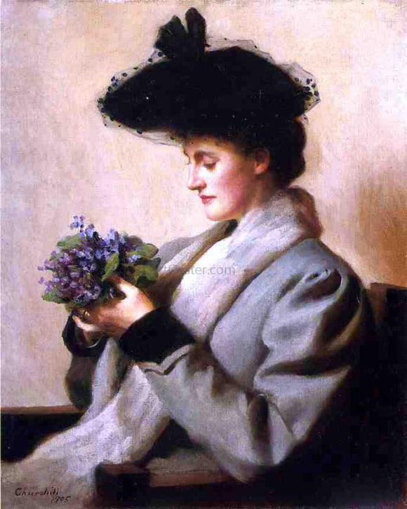  William Worchester Churchill The Nosegay of Violets: Portrait of a Woman - Art Print