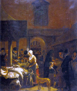  Emanuel De Witte The Old Fish Market on the Dam, Amsterdam - Art Print