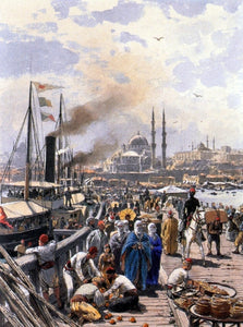  Themistocles Von Eckenbrecher The Old Galatea Bridge connecting Karakoy to Eminonu Over the Gold Horn, Istanbul - Art Print