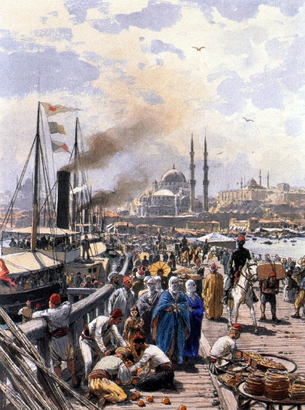  Themistocles Von Eckenbrecher The Old Galatea Bridge connecting Karakoy to Eminonu Over the Gold Horn, Istanbul - Art Print