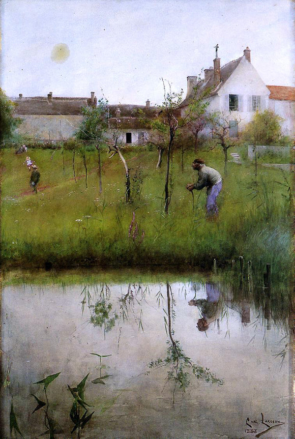  Carl Larsson The Old Man and the New Trees - Art Print