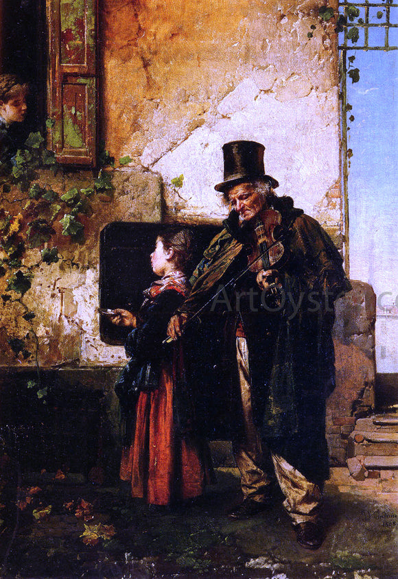  Domenico Induno The Old Musician - Art Print