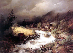  Herman Herzog The Old Water Mill - Art Print