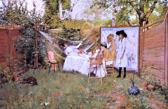  William Merritt Chase The Open Air Breakfast (also known as The Backyard, Breakfast Out of Doors) - Art Print