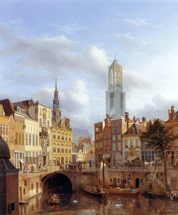  Georg-Gillis Van Haanen The Oudegracht with a View of the Old Town Hall and the Dom Tower beyond, Utrecht - Art Print