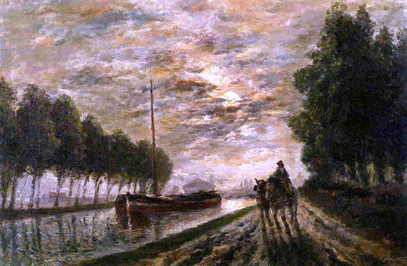  Stanislas Lepine The Ourcq Canal, Towpath, Moonlight - Art Print