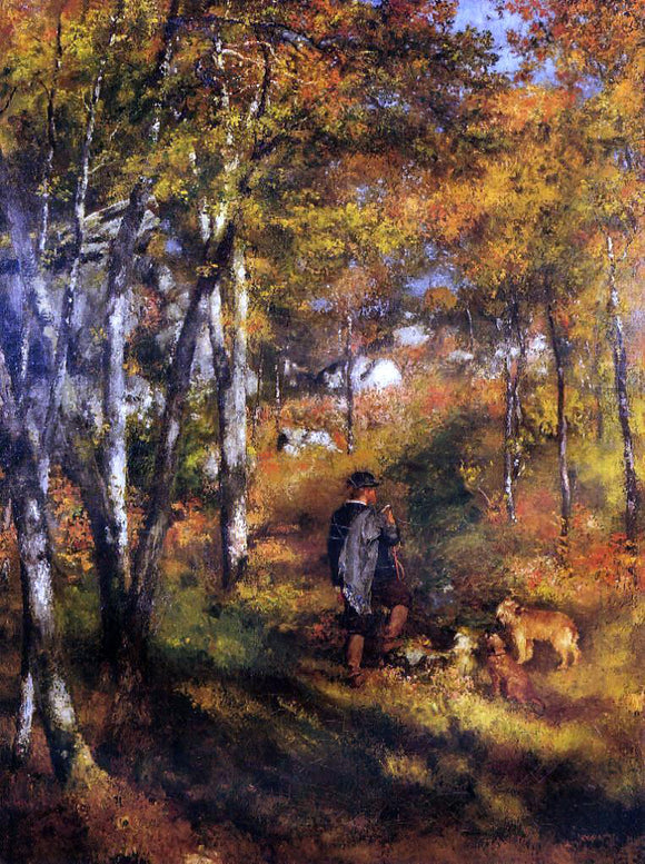  Pierre Auguste Renoir The Painter Jules Le Coeur Walking His Dogs in the Forest of Fontainebleau - Art Print