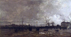  Luigi Loir The Place Animee at Sunset - Art Print