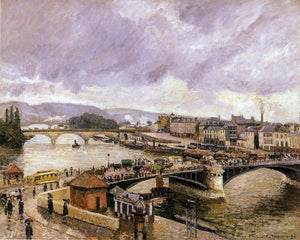  Camille Pissarro The Pont Boieldieu , Rouen: Rain Effect - Art Print