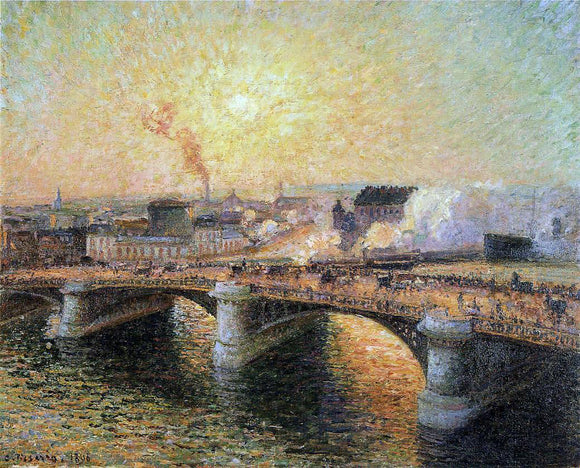  Camille Pissarro The Pont Boieldieu, Rouen: Sunset - Art Print