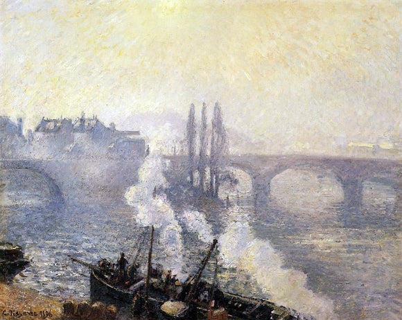  Camille Pissarro The Pont Corneille , Rouen: Morning Mist - Art Print