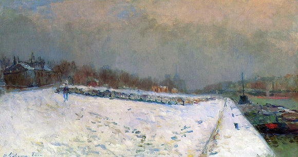  Albert Lebourg The Port of Bercy, in Winter, Snow Effect - Art Print