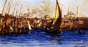  Fausto Zonaro The Port of Istambul - Art Print