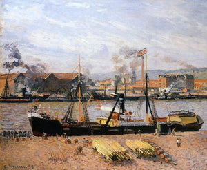  Camille Pissarro The Port of Rouen: Unloading Wood - Art Print