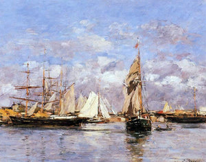  Eugene-Louis Boudin The Port of Trouville, High Tide - Art Print