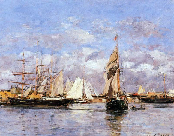  Eugene-Louis Boudin The Port of Trouville, High Tide - Art Print