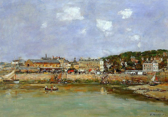  Eugene-Louis Boudin The Port of Trouville, the Market Place and the Ferry - Art Print