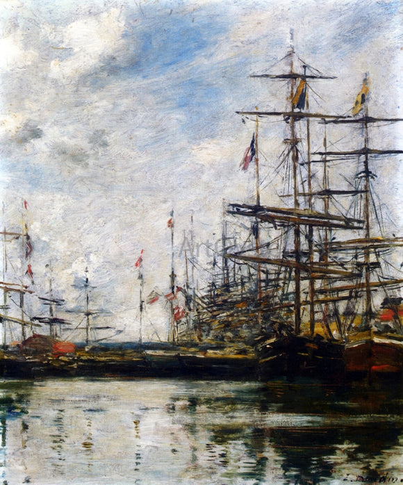  Eugene-Louis Boudin The Port, Ships at Dock - Art Print