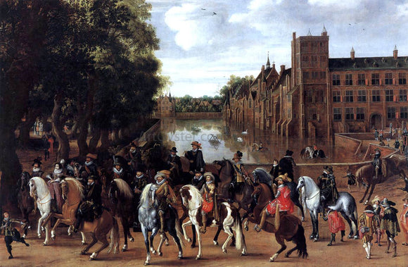  Hendrick Ambrosius Packx The Princes of Orange and Their Families Riding Out from the Buitenhof - Art Print