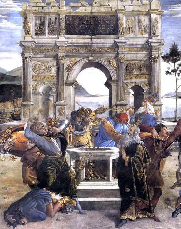  Sandro Botticelli The Punishment of Korah and the Stoning of Moses and Aaron (detail 1) (Cappella Sistina, Vatican) - Art Print