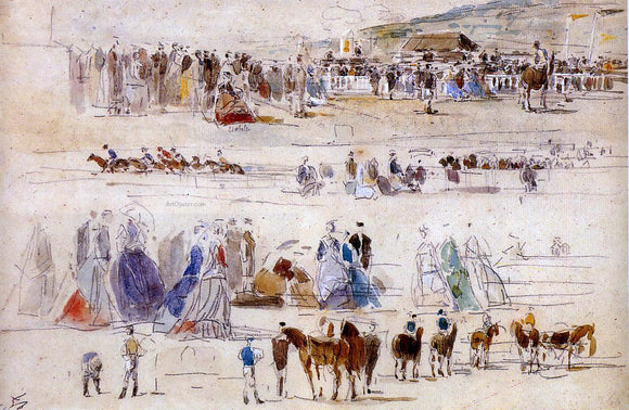  Eugene-Louis Boudin The Racetrack at Deauville - Art Print