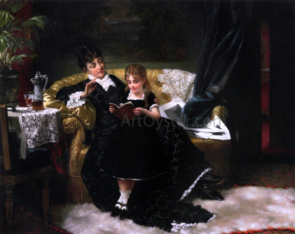  Jan Pieter Portielje The Reading Lesson - Art Print