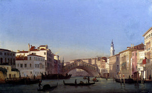  Ippolito Caffi At the Rialto Bridge, Venice - Art Print