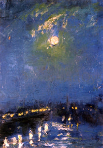  Lesser Ury The River Thames, London, Moonlight - Art Print