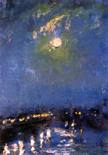  Lesser Ury The River Thames, London, Moonlight - Art Print