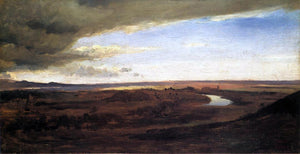  Jean-Baptiste-Camille Corot The Roman Cammagna, with the Tiber - Art Print